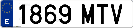 Ejemplo de matrícula de coche ordinaria 1869 MTV