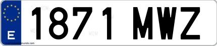 Ejemplo de matrícula española 1871 MWZ