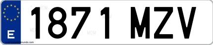 Ejemplo de matrícula española 1871 MZV
