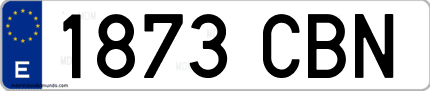 Ejemplo de matrícula de coche ordinaria 1873 CBN