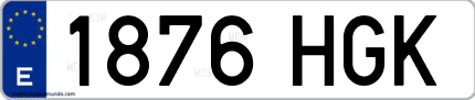 Ejemplo de matrícula de coche ordinaria 1876 HGK