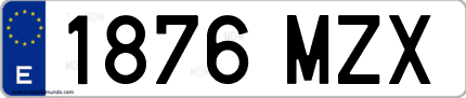 Ejemplo de matrícula de coche ordinaria 1876 MZX