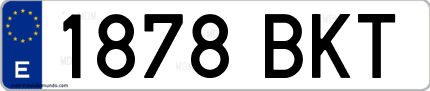 Ejemplo de matrícula de coche ordinaria 1878 BKT