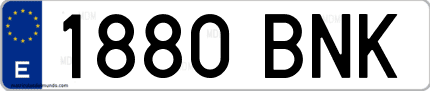 Ejemplo de matrícula de coche ordinaria 1880 BNK