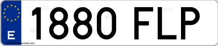 Ejemplo de matrícula de coche ordinaria 1880 FLP