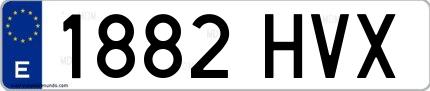 Ejemplo de matrícula española 1882 HVX