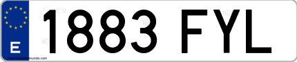 Ejemplo de matrícula de coche ordinaria 1883 FYL
