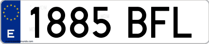 Ejemplo de matrícula de coche ordinaria 1885 BFL