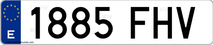 Ejemplo de matrícula de coche ordinaria 1885 FHV