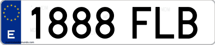 Ejemplo de matrícula de coche ordinaria 1888 FLB