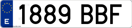 Ejemplo de matrícula de coche ordinaria 1889 BBF