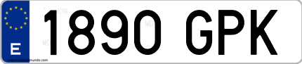 Ejemplo de matrícula de coche ordinaria 1890 GPK