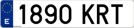 Ejemplo de matrícula de coche ordinaria 1890 KRT