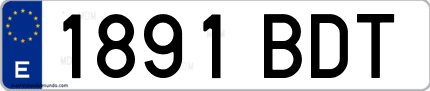 Ejemplo de matrícula de coche ordinaria 1891 BDT