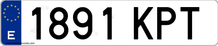 Ejemplo de matrícula de coche ordinaria 1891 KPT