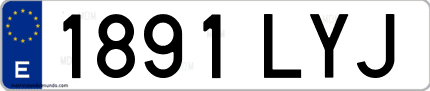 Ejemplo de matrícula de coche ordinaria 1891 LYJ