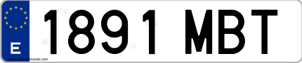 Ejemplo de matrícula de coche ordinaria 1891 MBT