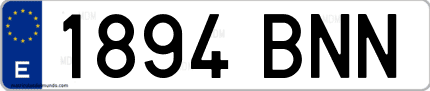 Ejemplo de matrícula de coche ordinaria 1894 BNN