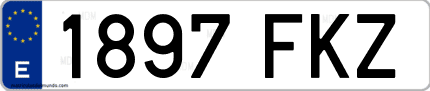Ejemplo de matrícula de coche ordinaria 1897 FKZ