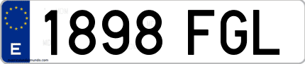 Ejemplo de matrícula de coche ordinaria 1898 FGL