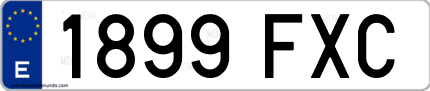Ejemplo de matrícula de coche ordinaria 1899 FXC