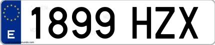 Ejemplo de matrícula española 1899 HZX