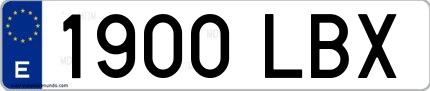 Ejemplo de matrícula española 1900 LBX