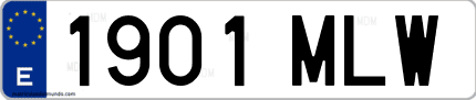Ejemplo de matrícula de coche ordinaria 1901 MLW