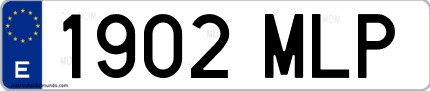 Ejemplo de matrícula de coche ordinaria 1902 MLP