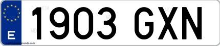 Ejemplo de matrícula española 1903 GXN