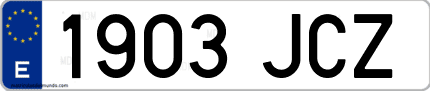 Ejemplo de matrícula de coche ordinaria 1903 JCZ