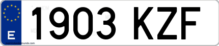 Ejemplo de matrícula de coche ordinaria 1903 KZF