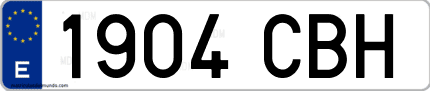 Ejemplo de matrícula de coche ordinaria 1904 CBH