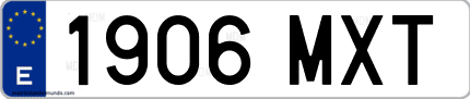 Ejemplo de matrícula de coche ordinaria 1906 MXT