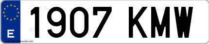Ejemplo de matrícula de coche ordinaria 1907 KMW