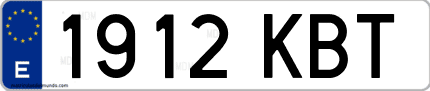 Ejemplo de matrícula de coche ordinaria 1912 KBT