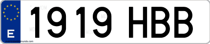 Ejemplo de matrícula de coche ordinaria 1919 HBB