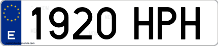 Ejemplo de matrícula de coche ordinaria 1920 HPH