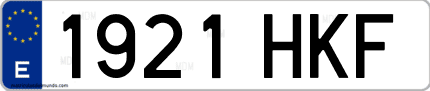 Ejemplo de matrícula de coche ordinaria 1921 HKF