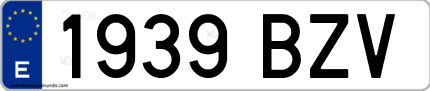 Ejemplo de matrícula de coche ordinaria 1939 BZV