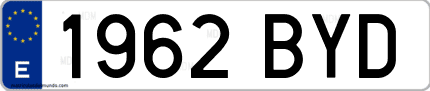 Ejemplo de matrícula de coche ordinaria 1962 BYD