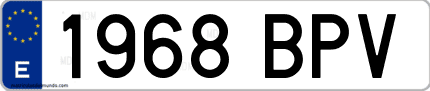 Ejemplo de matrícula de coche ordinaria 1968 BPV