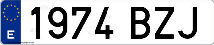 Ejemplo de matrícula de coche ordinaria 1974 BZJ