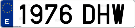 Ejemplo de matrícula de coche ordinaria 1976 DHW
