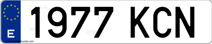Ejemplo de matrícula de coche ordinaria 1977 KCN