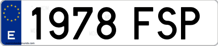 Ejemplo de matrícula de coche ordinaria 1978 FSP