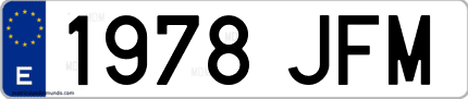 Ejemplo de matrícula de coche ordinaria 1978 JFM