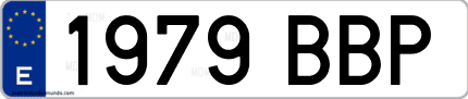 Ejemplo de matrícula de coche ordinaria 1979 BBP