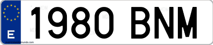 Ejemplo de matrícula de coche ordinaria 1980 BNM