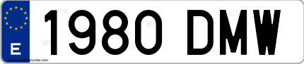 Ejemplo de matrícula de coche ordinaria 1980 DMW